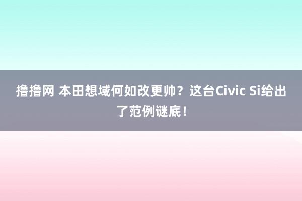 撸撸网 本田想域何如改更帅？这台Civic Si给出了范例谜底！