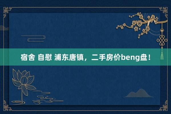 宿舍 自慰 浦东唐镇,二手房价beng盘!