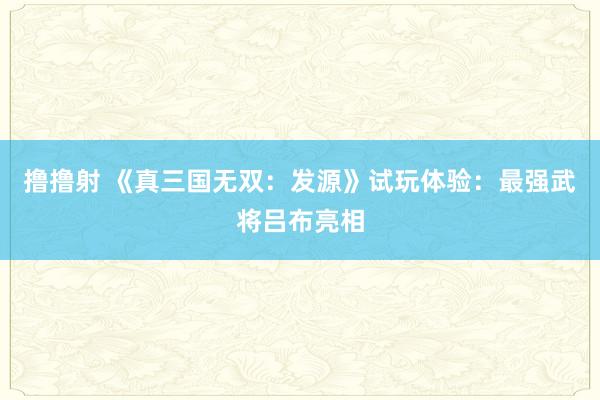 撸撸射 《真三国无双：发源》试玩体验：最强武将吕布亮相