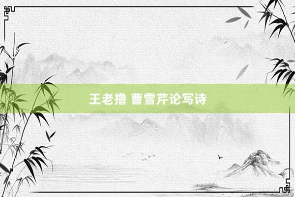 王老撸 曹雪芹论写诗