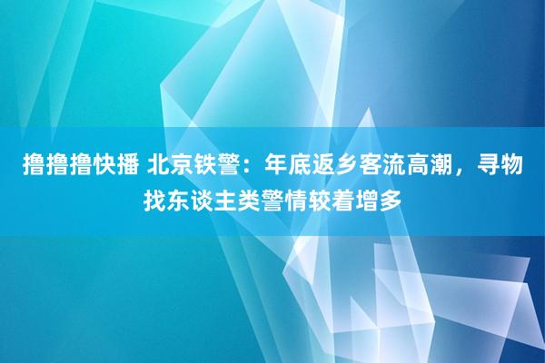 撸撸撸快播 北京铁警：年底返乡客流高潮，寻物找东谈主类警情较着增多