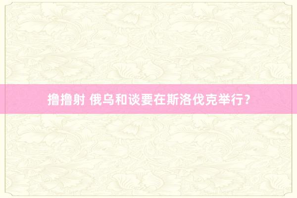 撸撸射 俄乌和谈要在斯洛伐克举行？