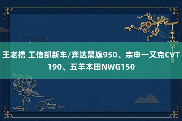 王老撸 工信部新车/奔达黑旗950、宗申一又克CVT190、五羊本田NWG150