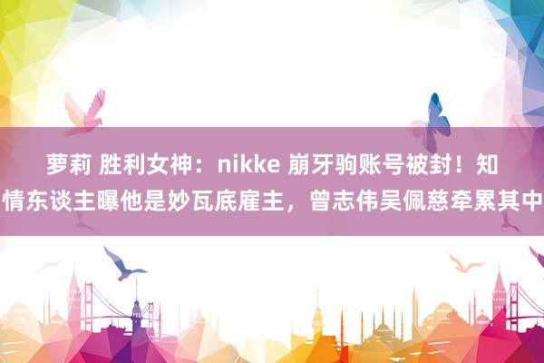 萝莉 胜利女神：nikke 崩牙驹账号被封！知情东谈主曝他是妙瓦底雇主，曾志伟吴佩慈牵累其中