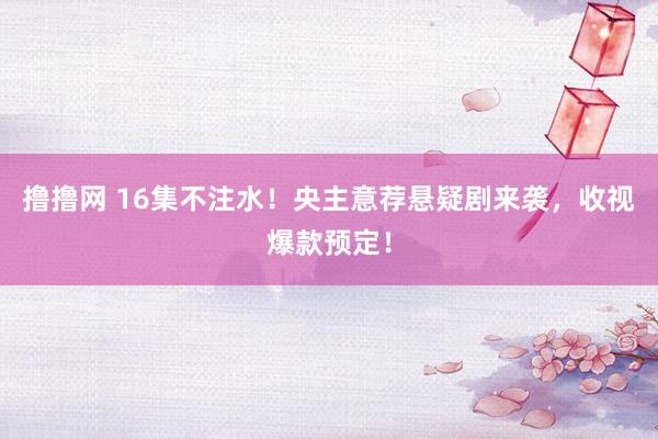 撸撸网 16集不注水！央主意荐悬疑剧来袭，收视爆款预定！