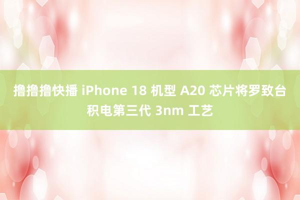 撸撸撸快播 iPhone 18 机型 A20 芯片将罗致台积电第三代 3nm 工艺