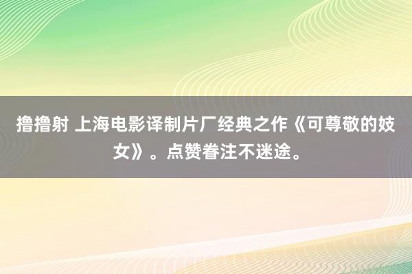 撸撸射 上海电影译制片厂经典之作《可尊敬的妓女》。点赞眷注不迷途。