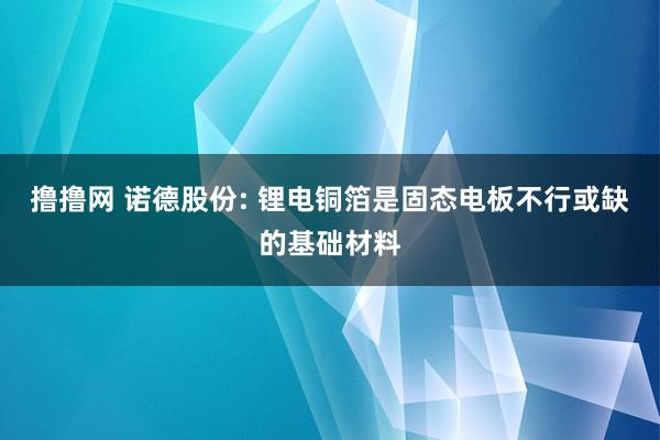 撸撸网 诺德股份: 锂电铜箔是固态电板不行或缺的基础材料