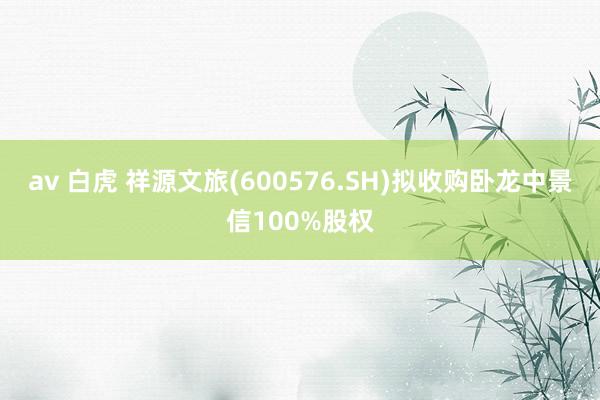 av 白虎 祥源文旅(600576.SH)拟收购卧龙中景信100%股权