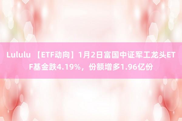 Lululu 【ETF动向】1月2日富国中证军工龙头ETF基金跌4.19%，份额增多1.96亿份