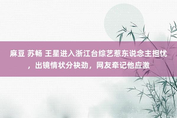 麻豆 苏畅 王星进入浙江台综艺惹东说念主担忧，出镜情状分袂劲，网友牵记他应激