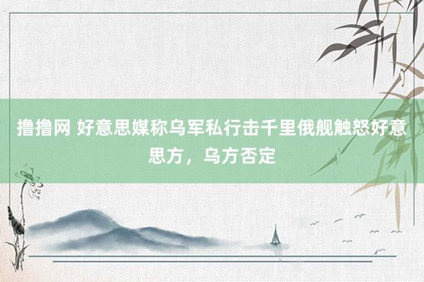 撸撸网 好意思媒称乌军私行击千里俄舰触怒好意思方，乌方否定