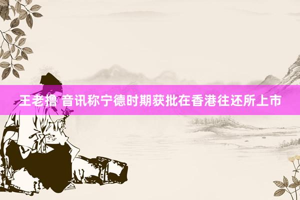 王老撸 音讯称宁德时期获批在香港往还所上市