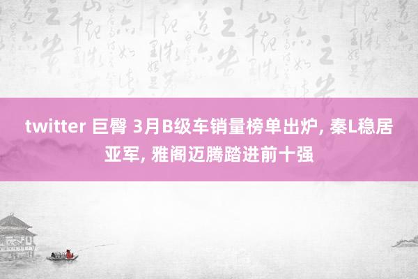 twitter 巨臀 3月B级车销量榜单出炉， 秦L稳居亚军， 雅阁迈腾踏进前十强