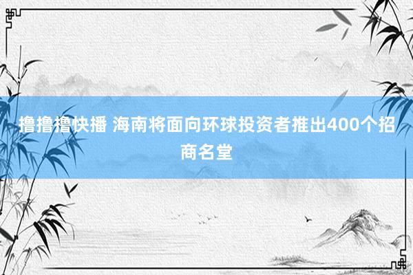 撸撸撸快播 海南将面向环球投资者推出400个招商名堂