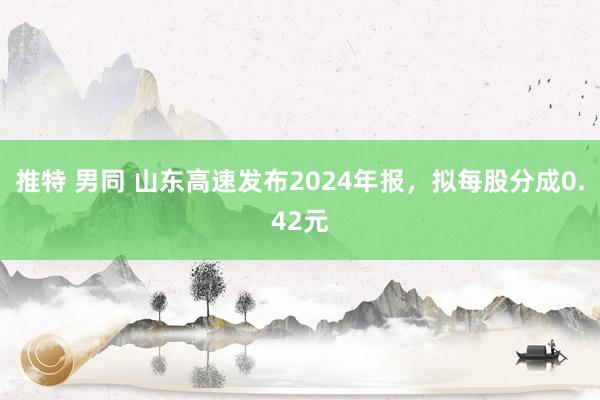 推特 男同 山东高速发布2024年报，拟每股分成0.42元