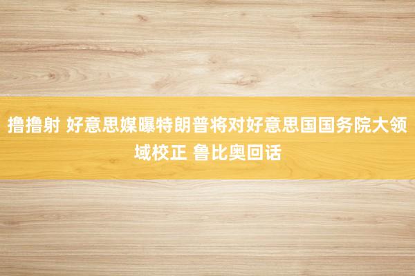 撸撸射 好意思媒曝特朗普将对好意思国国务院大领域校正 鲁比奥回话