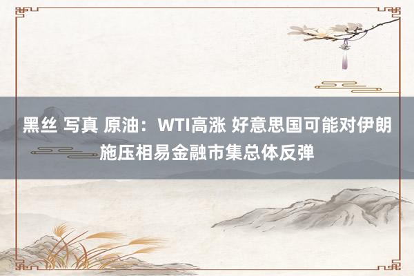 黑丝 写真 原油：WTI高涨 好意思国可能对伊朗施压相易金融市集总体反弹