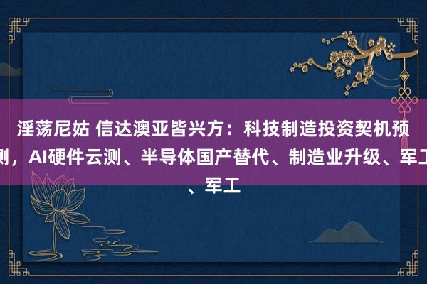 淫荡尼姑 信达澳亚皆兴方：科技制造投资契机预测，AI硬件云测、半导体国产替代、制造业升级、军工
