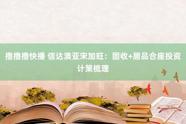 撸撸撸快播 信达澳亚宋加旺：固收+居品合座投资计策梳理