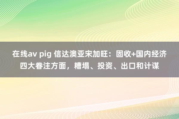 在线av pig 信达澳亚宋加旺：固收+国内经济四大眷注方面，糟塌、投资、出口和计谋