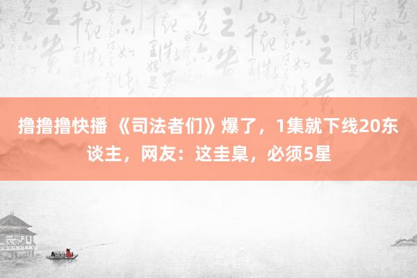 撸撸撸快播 《司法者们》爆了，1集就下线20东谈主，网友：这圭臬，必须5星