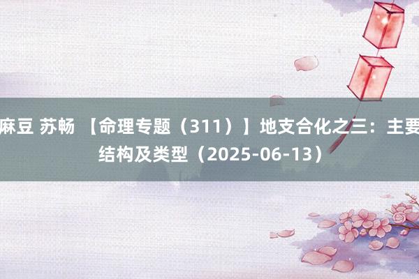 麻豆 苏畅 【命理专题(311)】地支合化之三:主要结构及类型(2025-06-13)